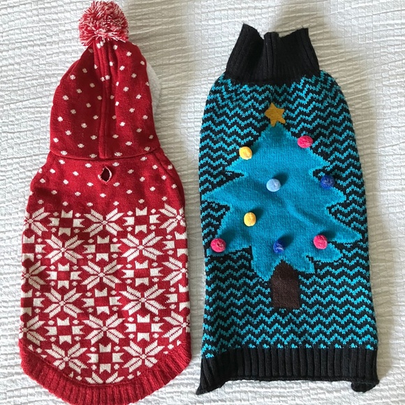 Blueberry Pet Christmas Tree Snowflake Sweater Coat Hoodie Dog Cat Pets Red Blue - Picture 2 of 10